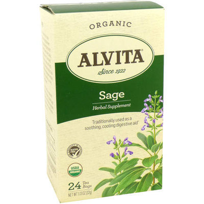 Alvita Organic Sage Herbal Supplement Tea, 24 count, 1.13 oz, (Pack of 3)