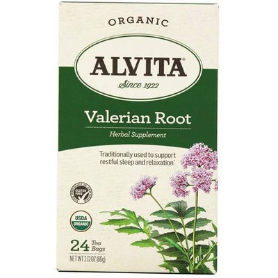 Alvita Organic Valerian Root Herbal Supplement Tea, 24 count, 2.12 oz, (Pack of 3)