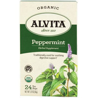 Alvita Organic Peppermint Herbal Supplement Tea, 24 count, 1.27 oz, (Pack of 3)
