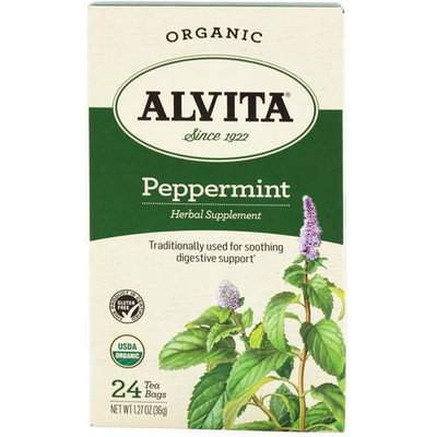 Alvita Organic Peppermint Herbal Supplement Tea, 24 count, 1.27 oz, (Pack of 3)