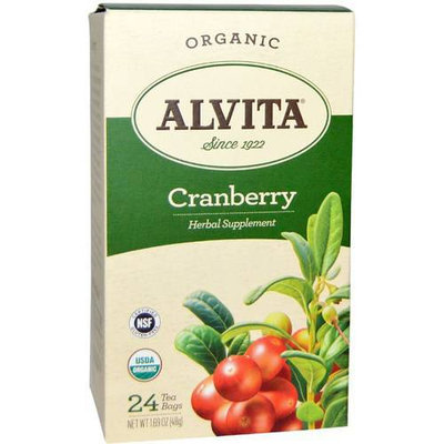 Alvita Organic Cranberry Herbal Supplement Tea, 24 count, 1.69 oz, (Pack of 3)