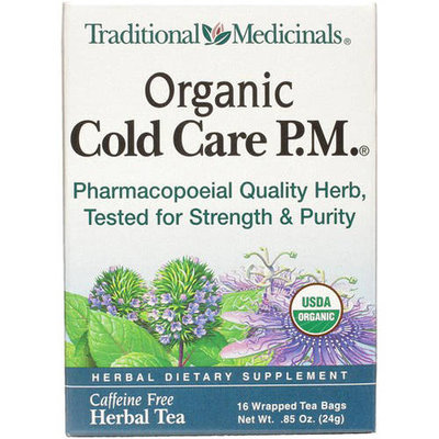 Traditional Medicinals Organic Cold Care P.M. Herbal Supplement Tea, 16 count, .85 oz, (Pack of 3)