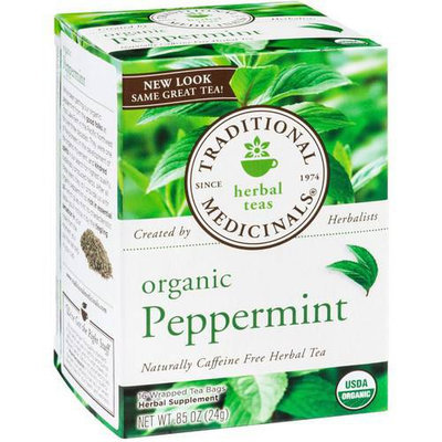Traditional Medicinals Organic Peppermint Herbal Supplement Tea, 16 count, .85 oz, (Pack of 3)