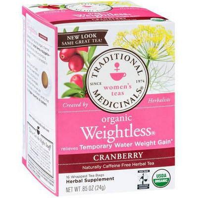 Traditional Medicinals Organic Weightless Cranberry Herbal Supplement Tea, 16 count, .85 oz, (Pack of 3)
