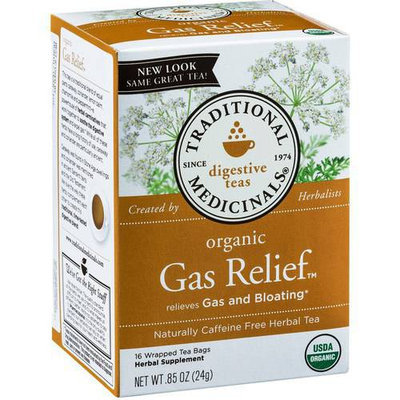 Traditional Medicinals Organic Gas Relief Herbal Supplement Tea, 16 count, .85 oz, (Pack of 3)
