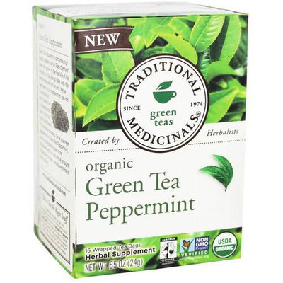 Traditional Medicinals Peppermint Green Tea Bags, 16 count, (Pack of 3)