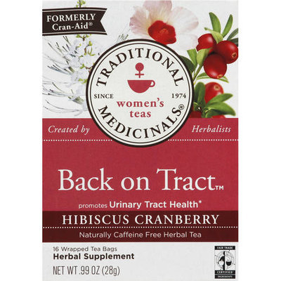 Traditional Medicinals Back on Tract Hibiscus Cranberry Tea Bags, 16 count, (Pack of 3)