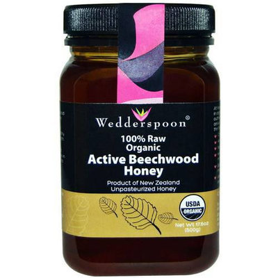 Wedderspoon 100% Raw Organic Active Beechwood Honey, 17.6 oz