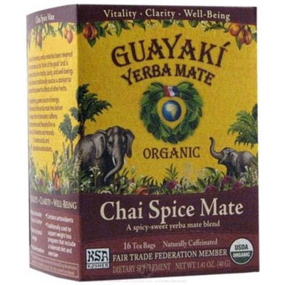 Guayaki Yerba Mate Chai Spice Mate Tea Dietary Supplement, 16 count, 1.41 oz, (Pack of 3)