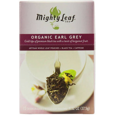 Mighty Leaf Tea Organic Earl Grey Black Tea Artisan Biodegradable Whole Leaf Pouches, 15 count, 1.32 oz, (Pack of 3)