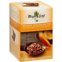 Mighty Leaf Tea Organic African Nectar Herbal Infusion Artisan Biodegradable Whole Leaf Pouches, 15 count, 1.32 oz, (Pack of 3)