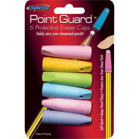 DesignWay Point Guard Eraser Caps, Assorted Colors, 6/Pack
