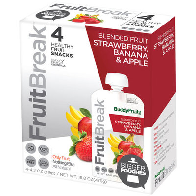 Buddy Fruits FruitBreak Strawberry, Banana & Apple Blended Fruit, 4.2 oz, 4 count