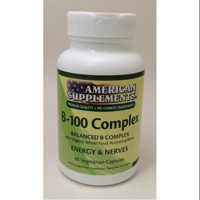 B-100 Complex No Chinese Ingredients American Supplements 60 VCaps