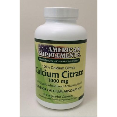 Calcium Citrate 1000 mg No Chinese Ingredients American Supplements 180 Veg Cap