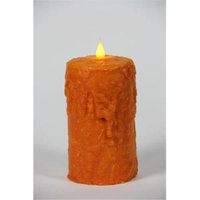 Delighted Home MC-W6O Hand-Waxed Battery-Operated 6 in. Orange MC Pillar Candle