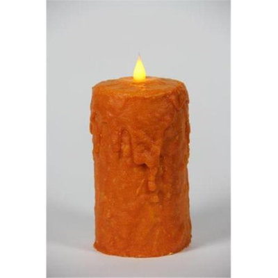 Delighted Home MC-W6O Hand-Waxed Battery-Operated 6 in. Orange MC Pillar Candle