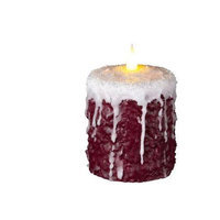 Delighted Home MC-W4FR Hand-Waxed Battery-Operated 4 in. Frosted Red MC Pillar Candle