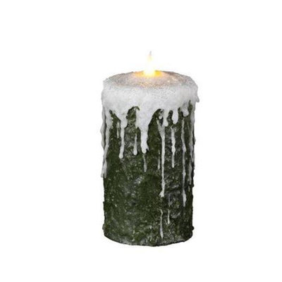 Delighted Home MC-W6FG Hand-Waxed Battery-Operated 6 in. Frosted Green MC Pillar Candle
