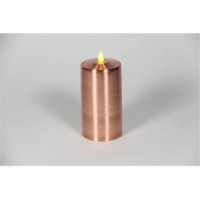 Delighted Home MC-M6C Hand-Waxed Battery-Operated 6 in. Copper MC Pillar Candle