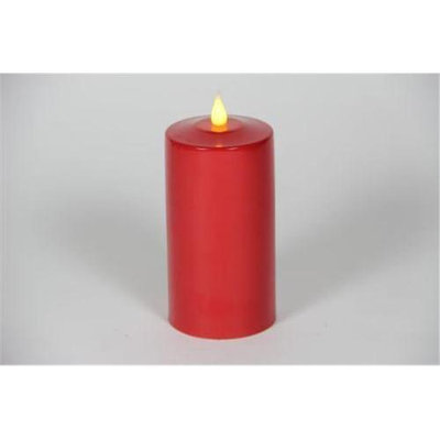 Delighted Home MC-M6R Hand-Waxed Battery-Operated 6 in. Red MC Pillar Candle