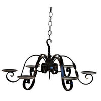 Delighted Home DH-6PCC 6 Pillar Chandelier with 6 5 in. Cream Pillars and Berry Rings