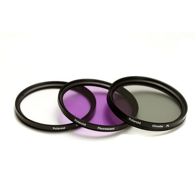 Polaroid - 72mm Lens Filter Set - Clear/green/violet