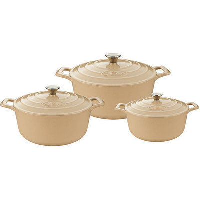 La Cuisine 6-Piece Cast Iron Round Casserole Set Color: Black