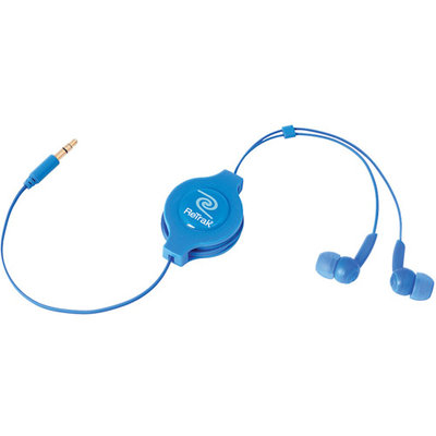 Eforcity Retrak Emerge Etaudioblu Retractable Stereo Earbuds, Blue