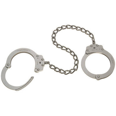 Peerless Handcuffs Peerless Handcuff Company Leg Iron Handcuff, Nickel Finish
