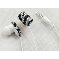 Ihip Black Chic Crystal Rhinestone Bling Fashion Earphones Earbuds
