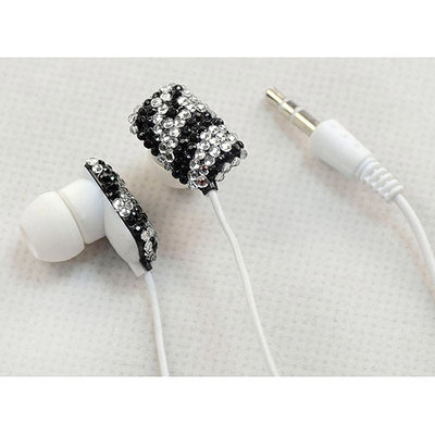 Ihip Black Chic Crystal Rhinestone Bling Fashion Earphones Earbuds