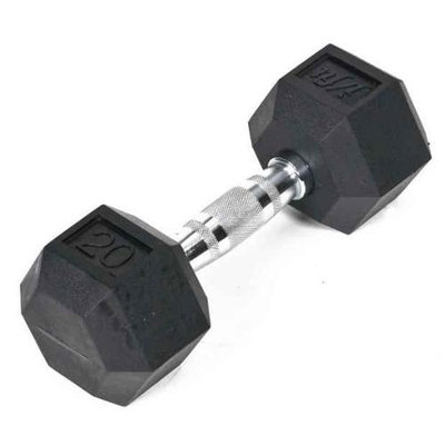 JFit Rubber Coated Hex Dumbbell - 20 lb. Single