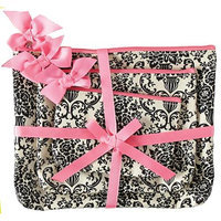 Jessie Steele 906-JS-229C Cream And Black Bouquet Damask 3 Piece Gift Set Pack Of 2