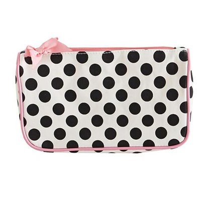 Jessie Steele 904-JS-68C Cream And Black Polka Dot Generous Cosmetic Bag Pack Of 2