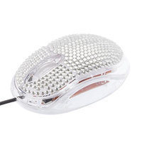 Crystal Case USB Optical Scroll Wheel Silver Crystal Rhinestone Computer Mouse