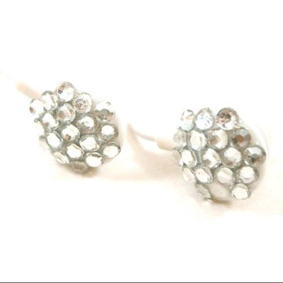 Crystal Case Silver Crystal Rhinestone Earphones Earbuds MP3 3.5mm BLING!