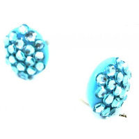 Crystal Case Light Blue Crystal Rhinestone Earphones Earbuds MP3 3.5mm BLING!