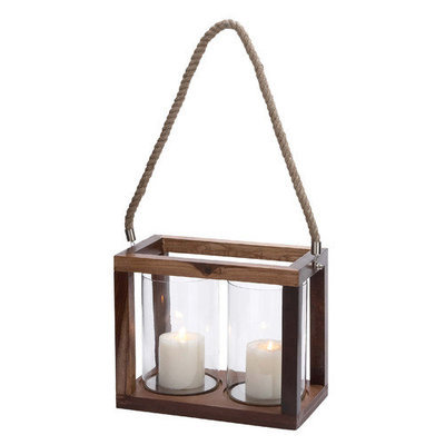 Woodland 23908 Two Hurricane Lights with Stainless Steel and Glass Construction