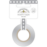 Doodlebug DWASH8mm-4292 Washi Tape 8mmX12yd-Silver Stars