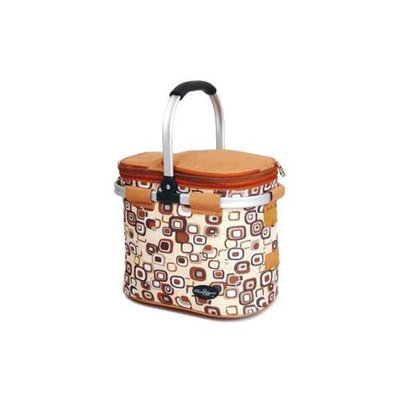 Picnic & Beyond Brown Aluminum Framed Picnic Cooler Basket for 2