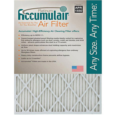 16x21.5x1 (Actual Size) Accumulair Platinum 1-Inch Filter (MERV 11) (4 Pack)