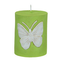Fantastic Craft Butterfly Pillar Candle Color: Green, Size: 5