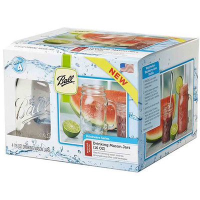 Ball Mason Jar Regular Mouth Drinking Mug 16oz, 8pk