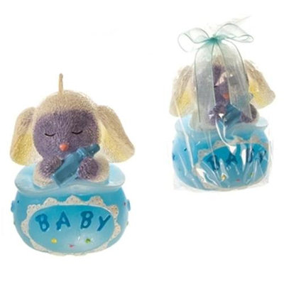 DDI 1765890 Baby Lamb Sitting in a Bag Candle - Blue
