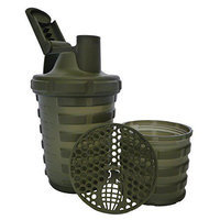 Grenade 20oz Shaker Mixer Blender Bottle with 600ml Protein Cup Compartment
