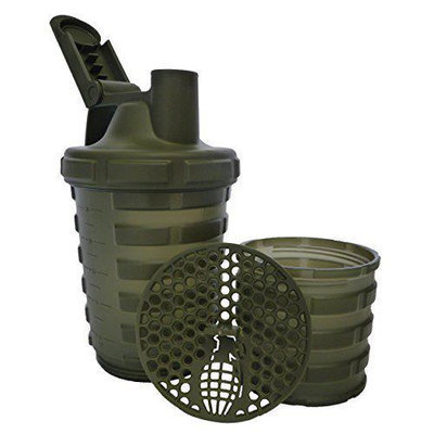 Grenade 20oz Shaker Mixer Blender Bottle with 600ml Protein Cup Compartment