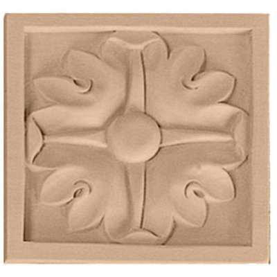 Ekena Millwork Small Edinburgh Square Wood Rosette ROS03X03X00EDAL