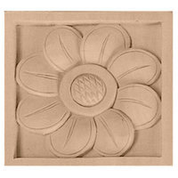 Ekena Millwork Small Sunflower Square Wood Rosette ROS03X03X00SFCH