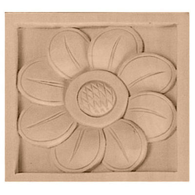 Ekena Millwork Small Sunflower Square Wood Rosette ROS03X03X00SFCH